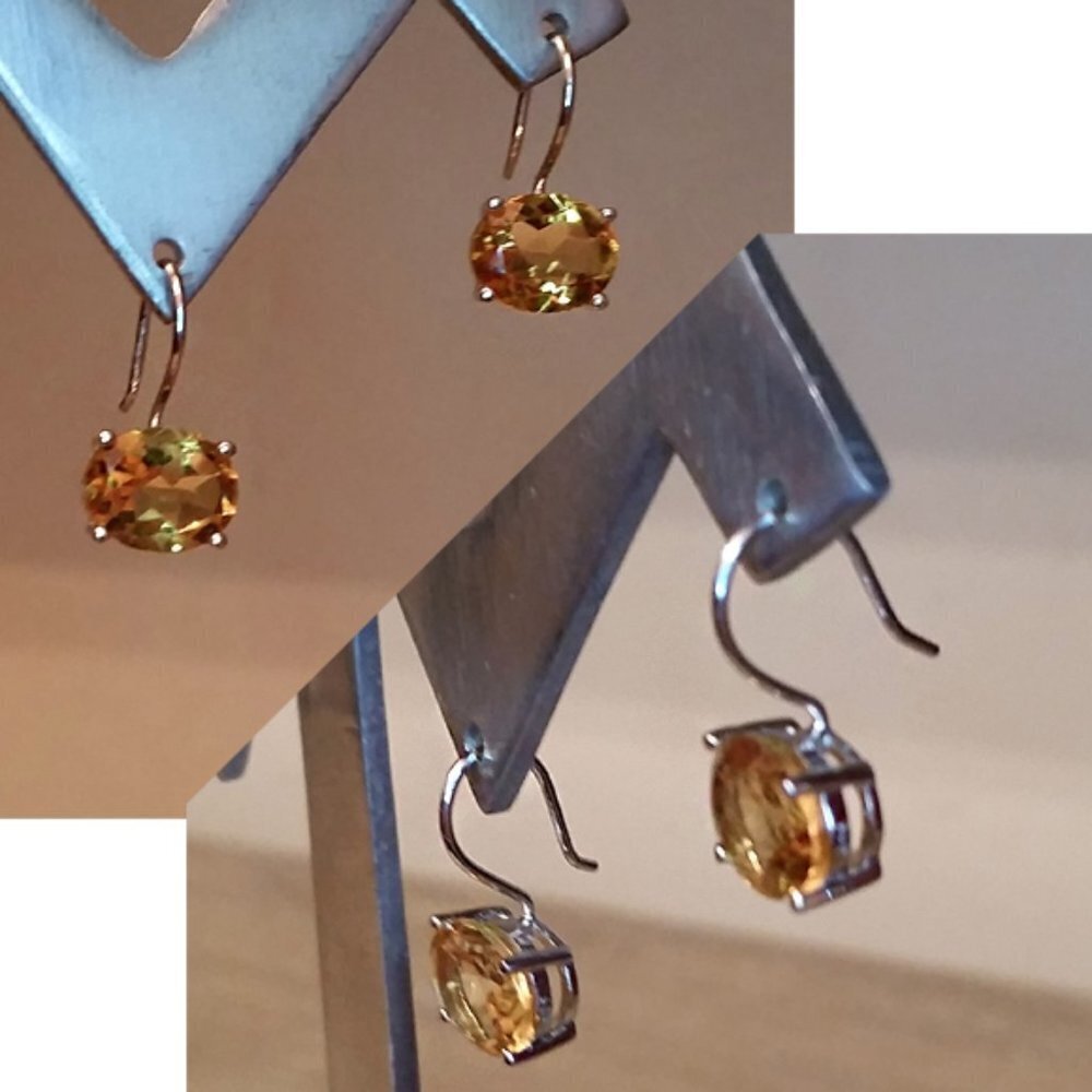STERLING silver 925 yellow gemstone sparkle stone earrings fine jewelry classy.